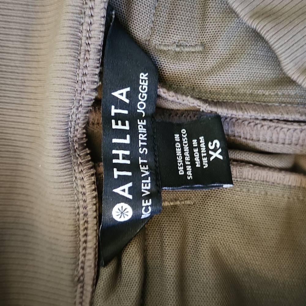 Athleta Venice Joggers Size XS - Taupe Track Joggers with Black Side Stripe - Picture 4 of 10